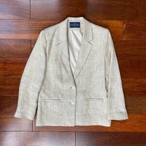 Vintage Herman Geist Lined Blazer Oatmeal Beige Womens Size 8 Union Made ILGWU
